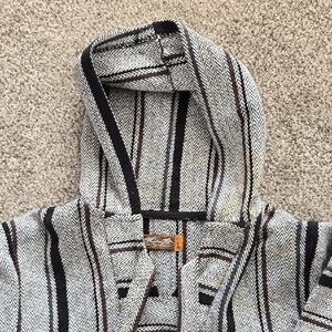 Men's Black and White Hooded Sweater